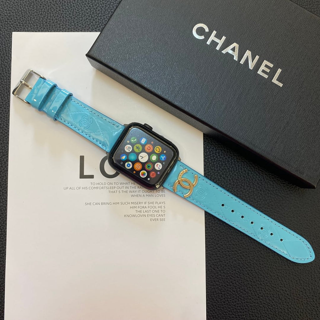 Luxury Chanel Apple Watch Band – Glossy Leather Strap for Apple Watch Ultra