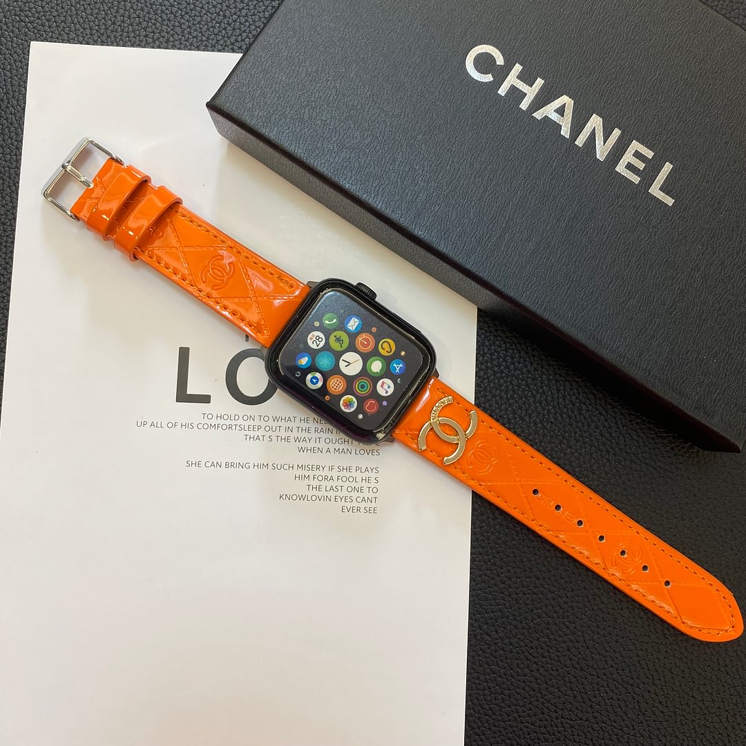 Luxury Chanel Apple Watch Band – Glossy Leather Strap for Apple Watch Ultra