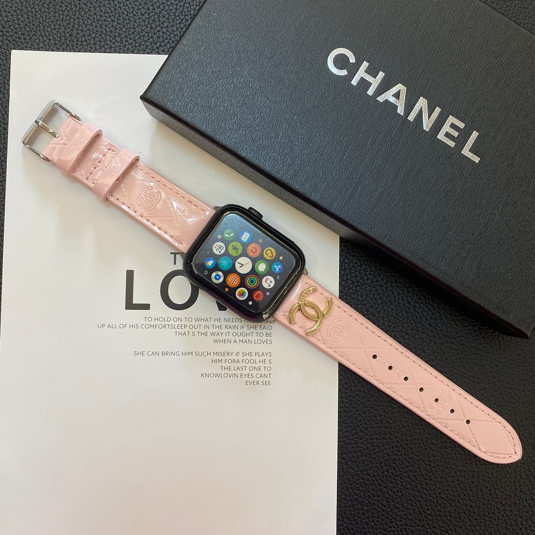 Luxury Chanel Apple Watch Band – Glossy Leather Strap for Apple Watch Ultra