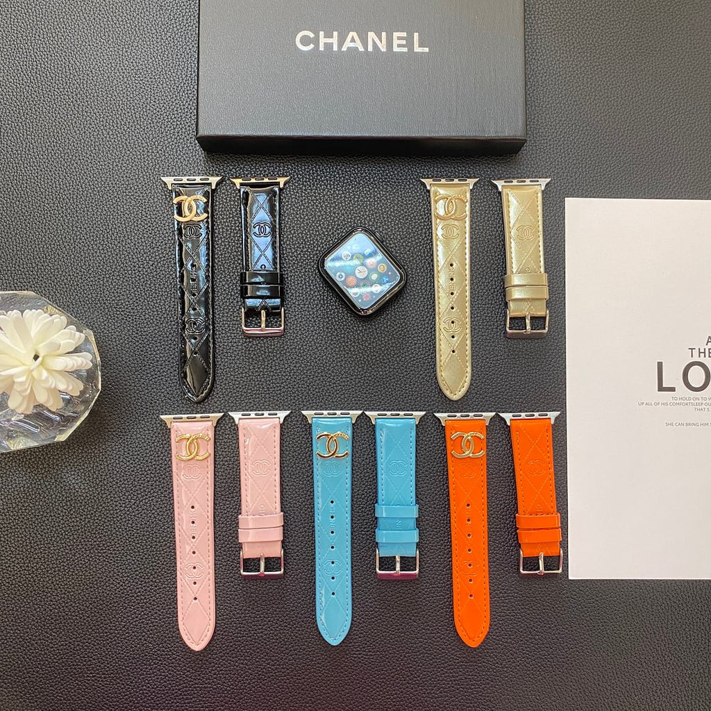 Luxury Chanel Apple Watch Band – Glossy Leather Strap for Apple Watch Ultra