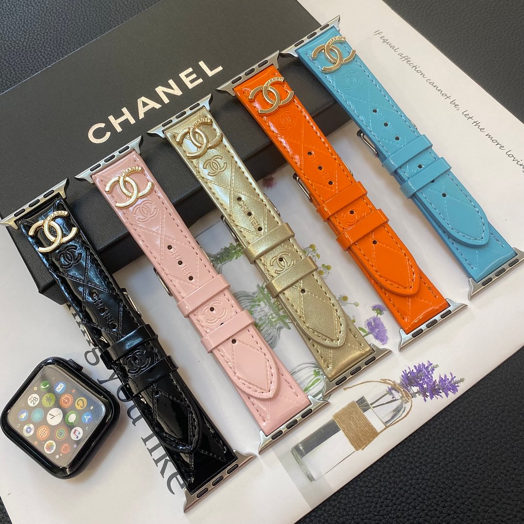 Luxury Chanel Apple Watch Band – Glossy Leather Strap for Apple Watch Ultra