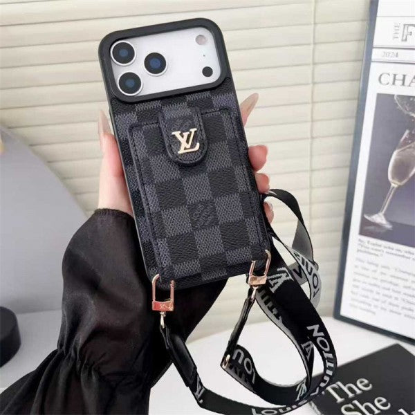 Louis Vuitton iPhone 18 Pro Crossbody Card Holder Case – Luxury Designer Cover
