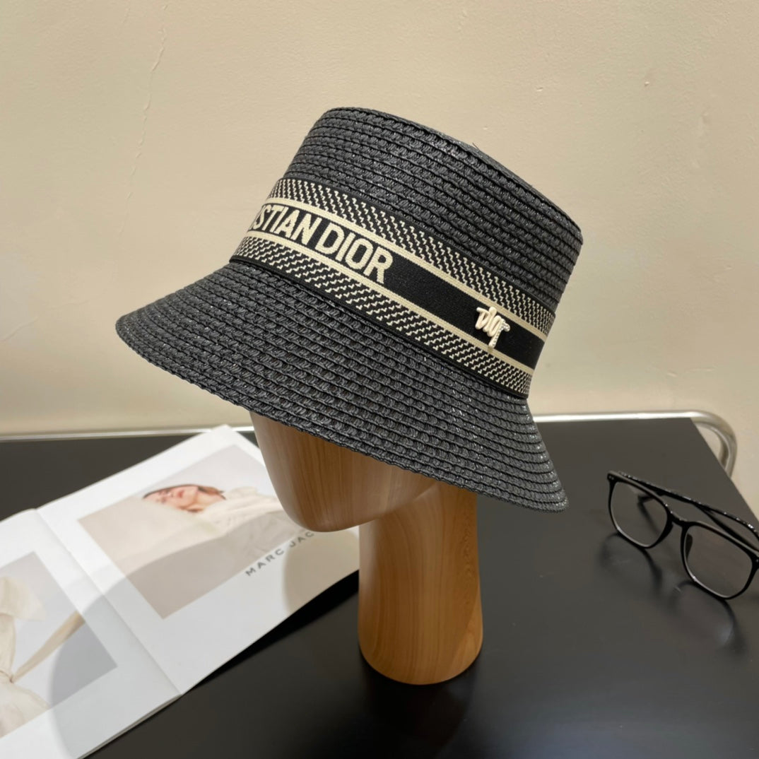 Luxury Christian Dior Straw Sun Hat for Women