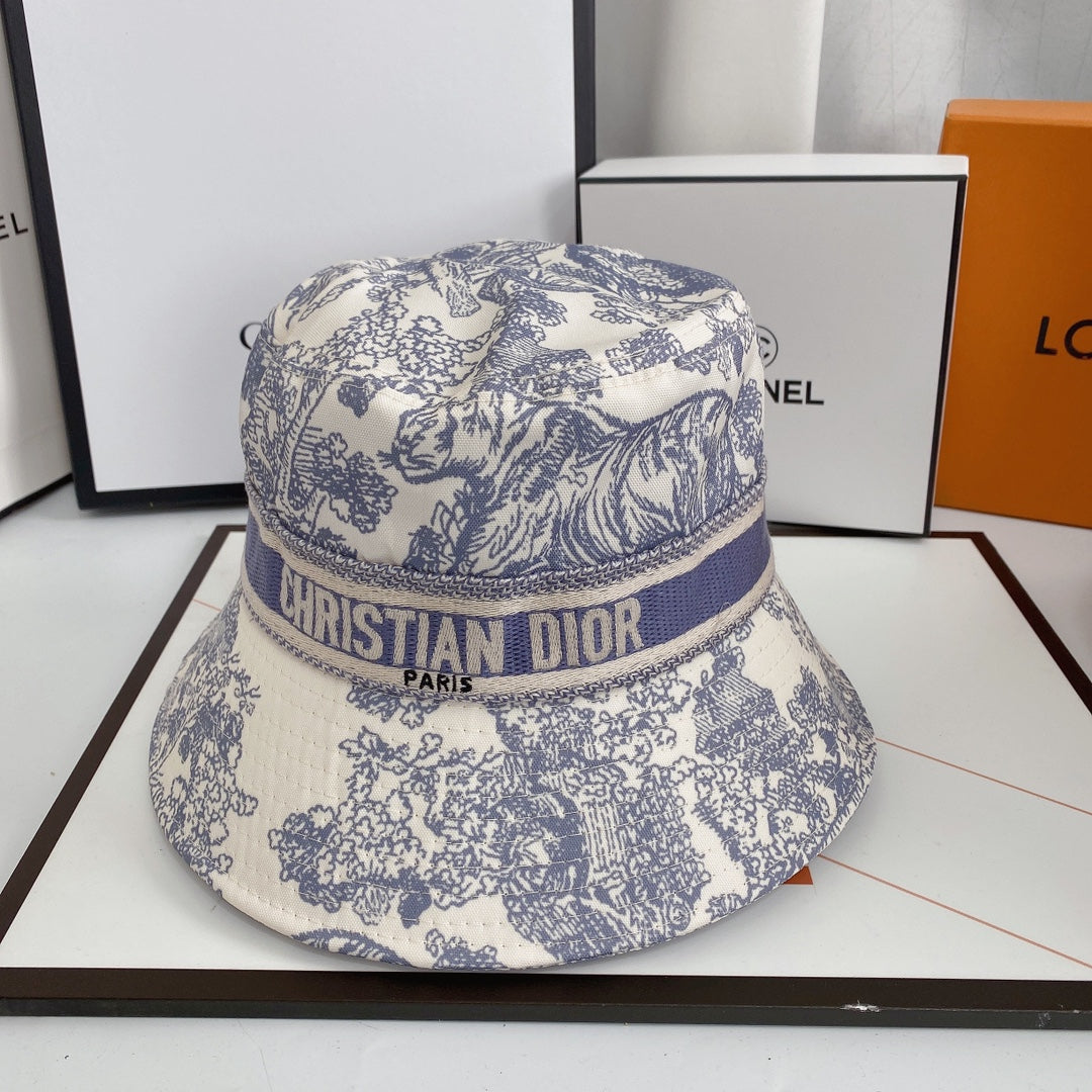 Christian Dior Embroidered Webbing Pattern Bucket Hat