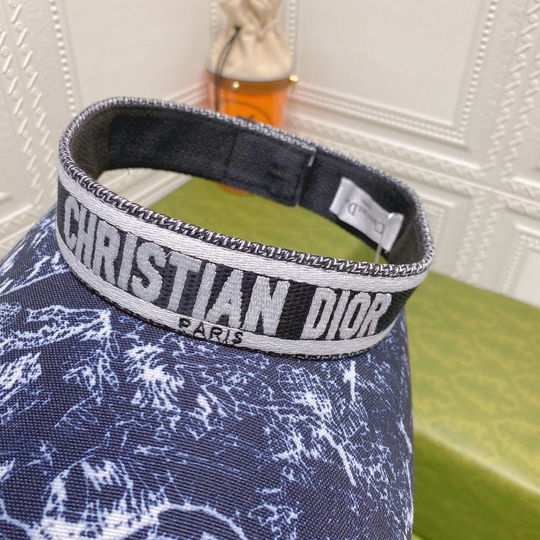 Christian Dior Ribbon Straw Visor Hat