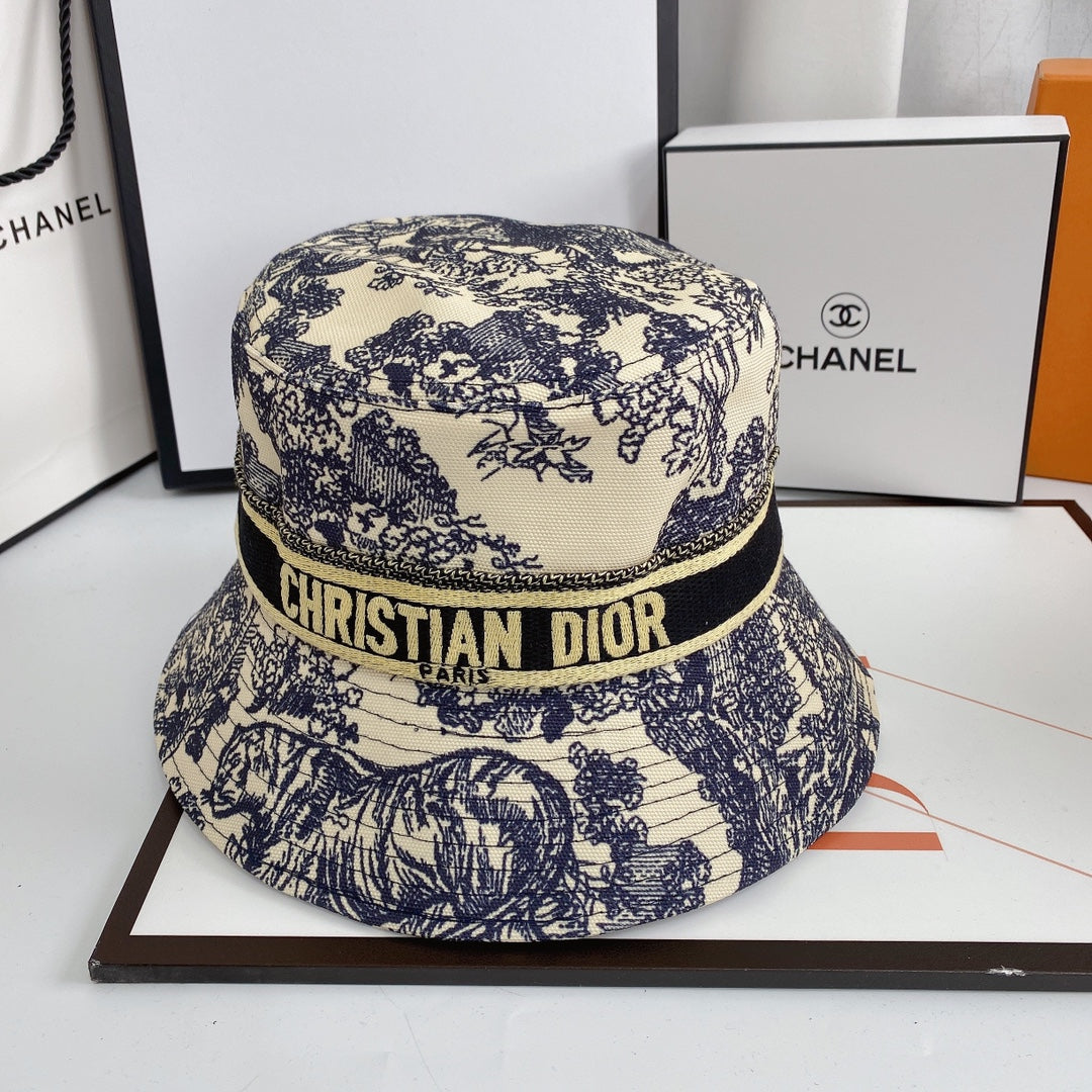 Christian Dior Embroidered Webbing Pattern Bucket Hat
