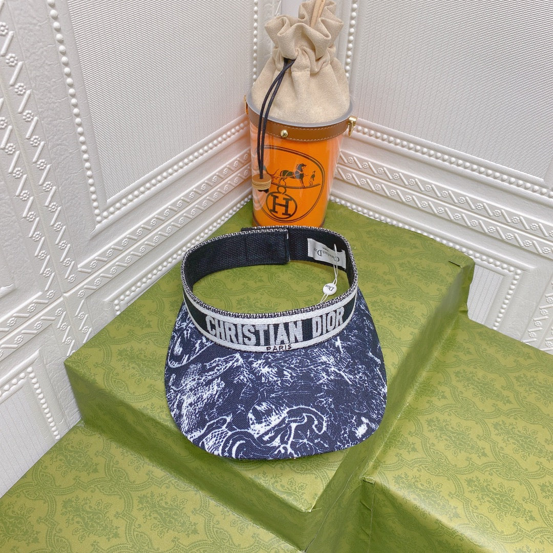 Christian Dior Ribbon Straw Visor Hat