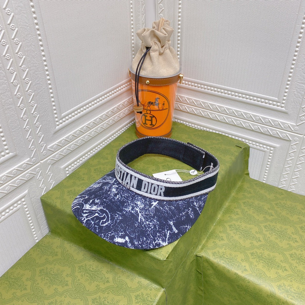 Christian Dior Ribbon Straw Visor Hat