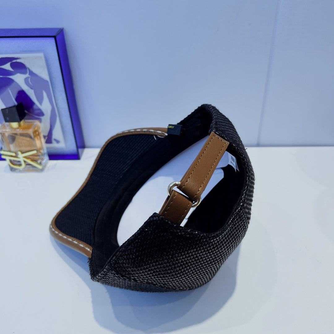 Fendi FF Leather Trim Baseball Cap