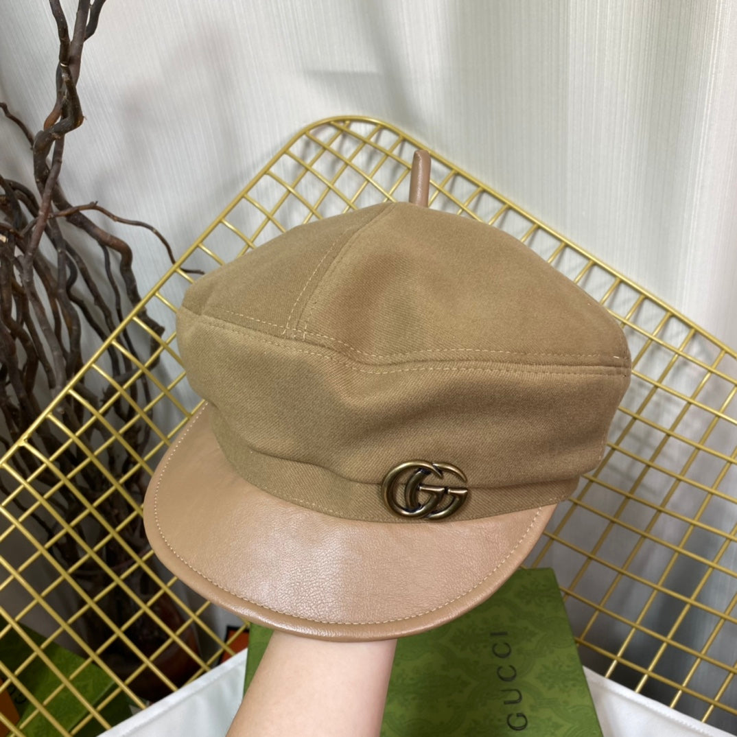 Gucci GG Metal Logo Octagonal Flat Cap | Luxury Designer Cashmere Hat