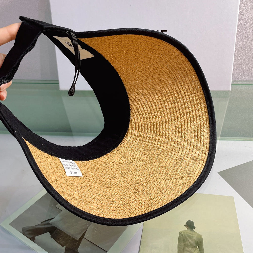 CELINE Raffia Straw Sun Visor | Luxury Designer Wide Brim Beach Hat
