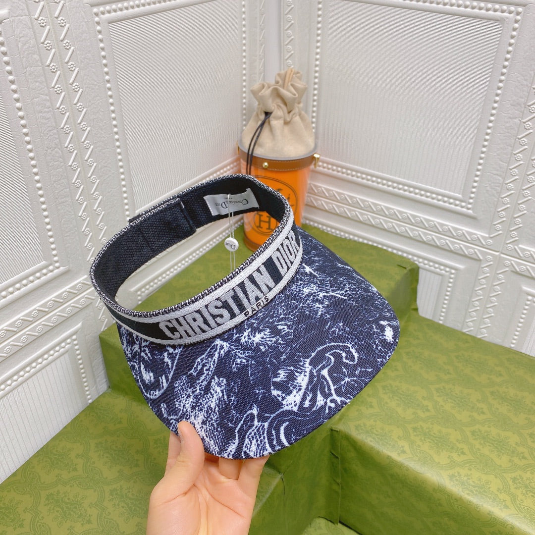 Christian Dior Ribbon Straw Visor Hat