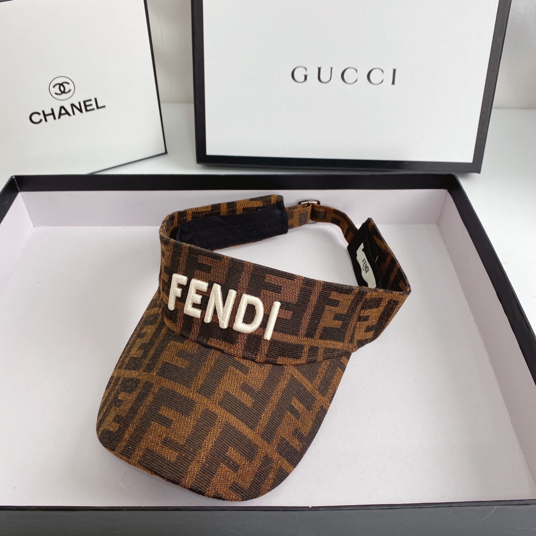 FENDI Logo Embroidered Cotton Sun Visor | Luxury Designer Adjustable Visor Hat