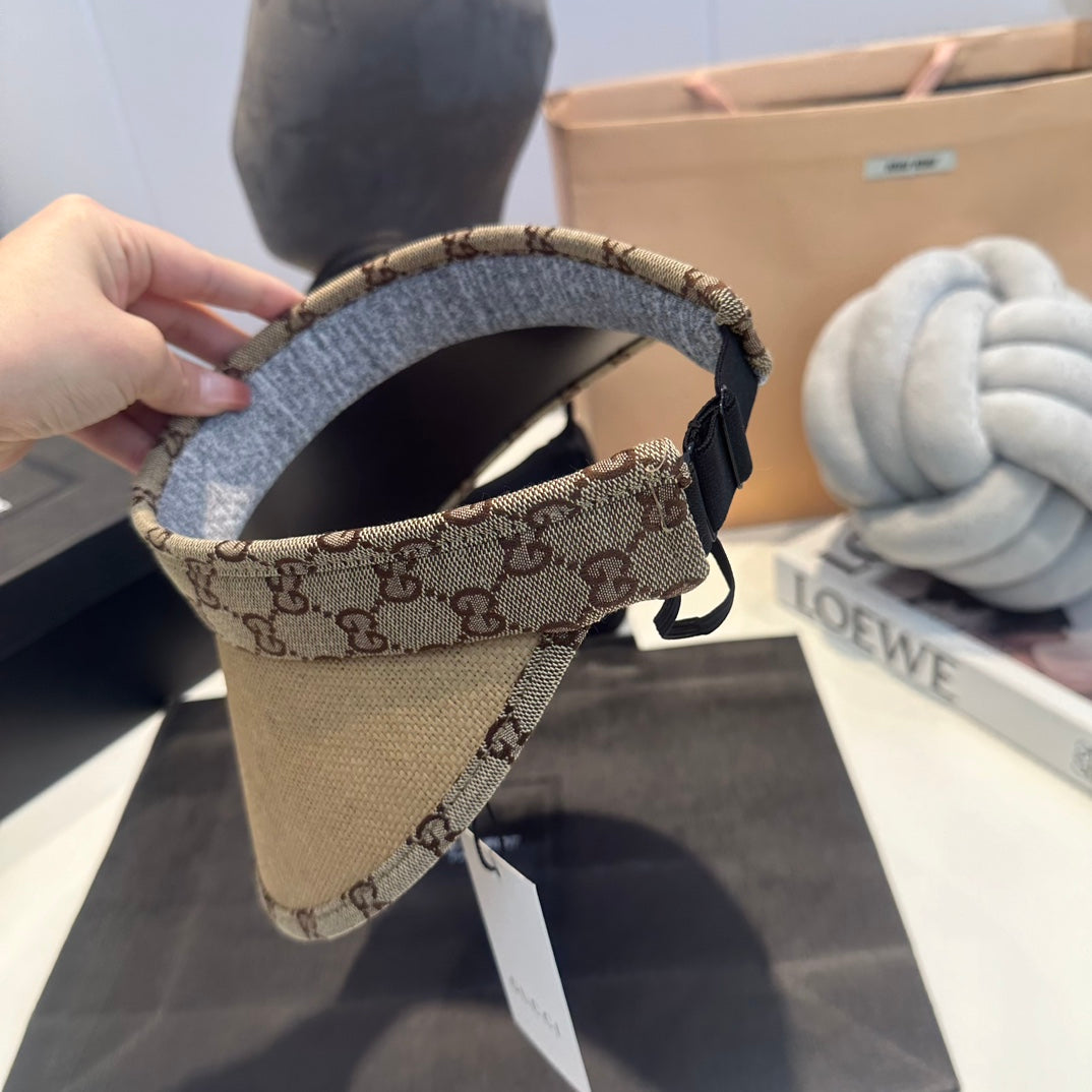 Luxury Gucci GG Straw Sun Visor Hat for Women