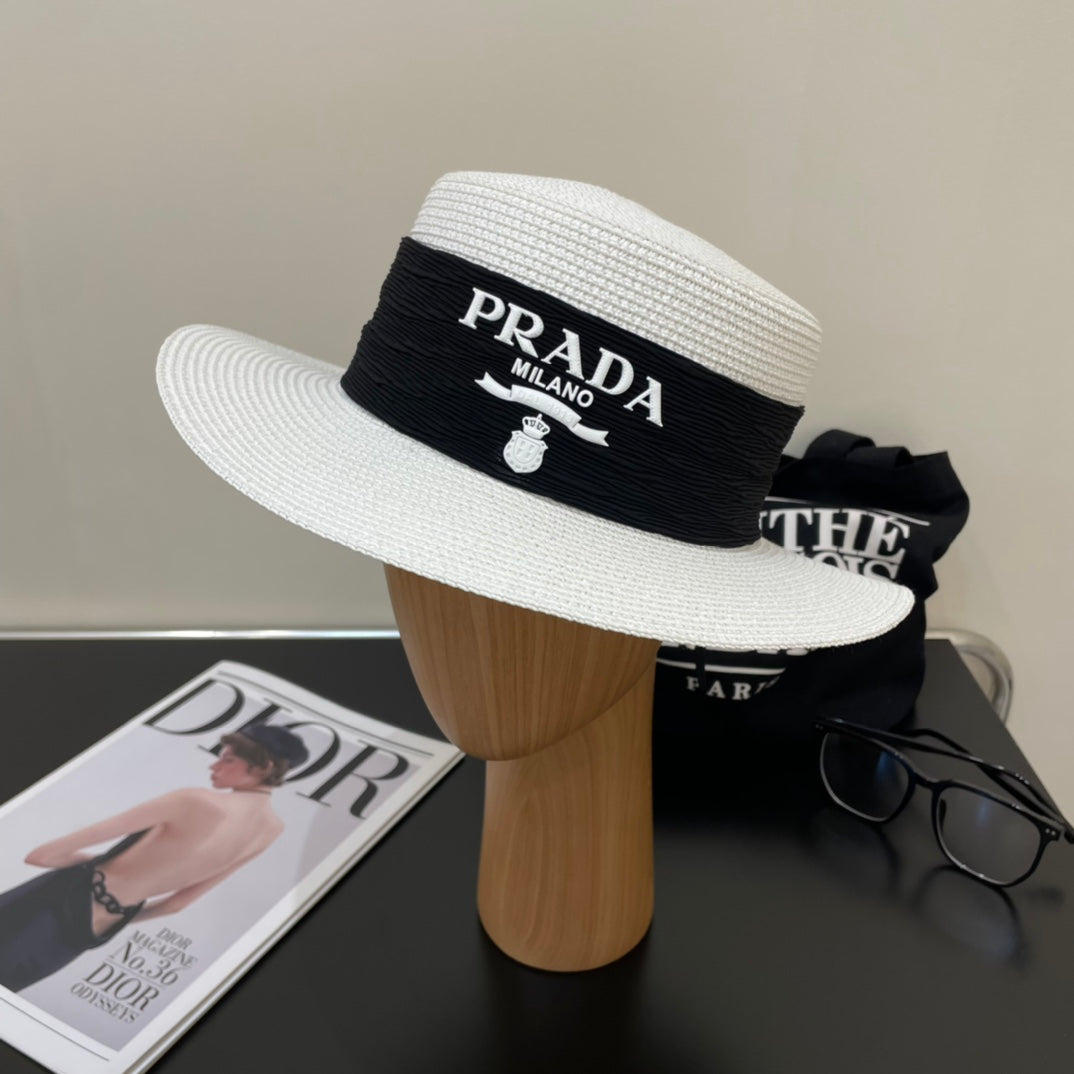 Luxury Prada Raffia Straw Sun Hat for Women