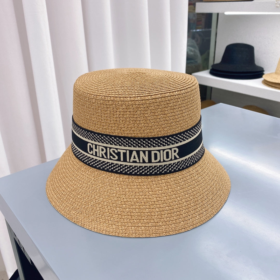 Dior Oblique Straw Bucket Hat for Women | Luxury Designer Hat