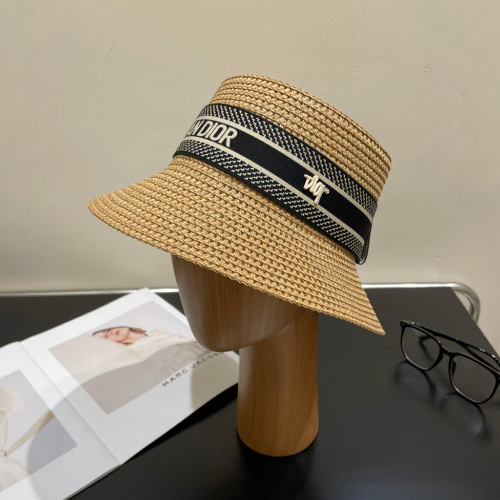 Luxury Christian Dior Straw Sun Hat for Women