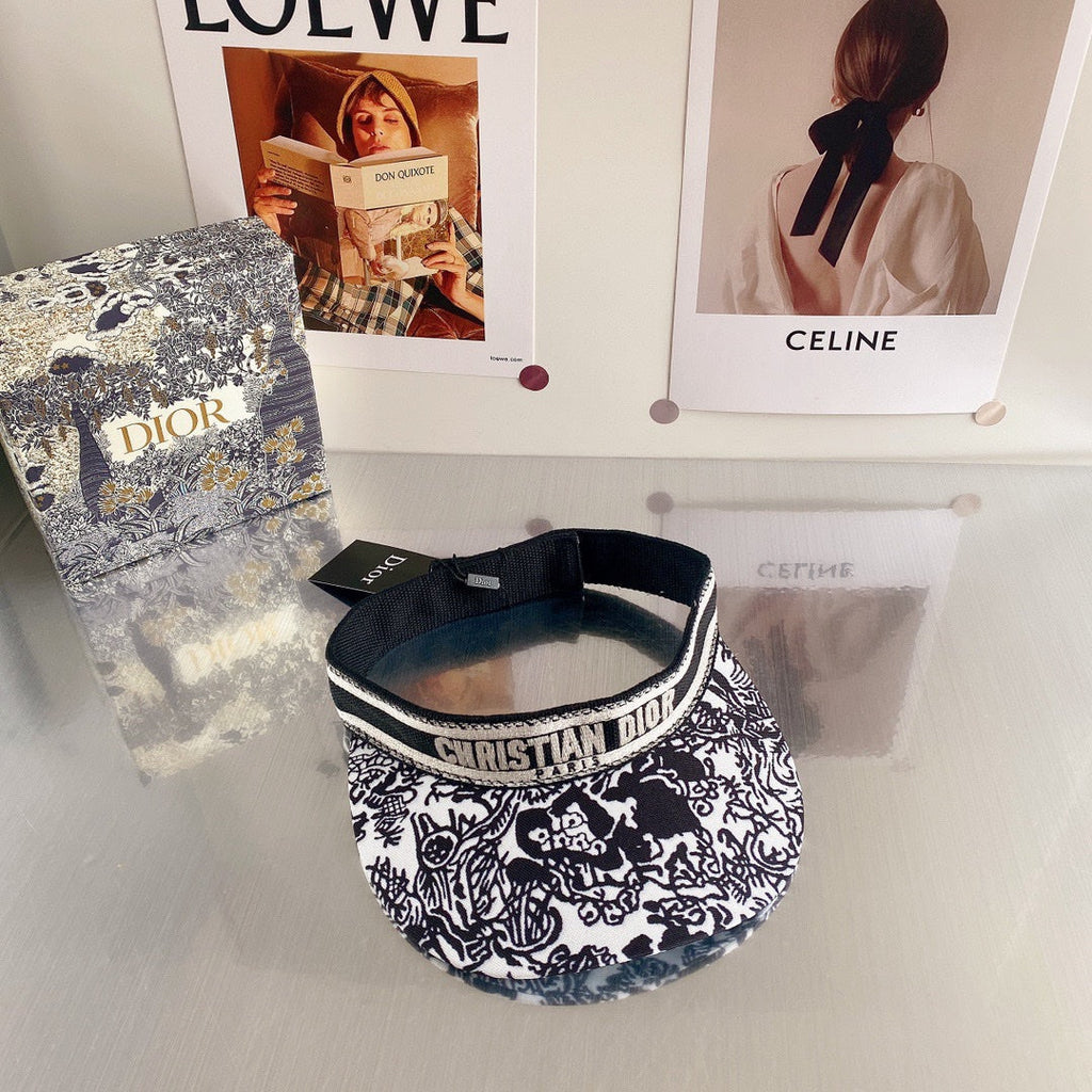 Dior Embroidered Cotton Sun Visor | Luxury Designer Adjustable Visor Hat