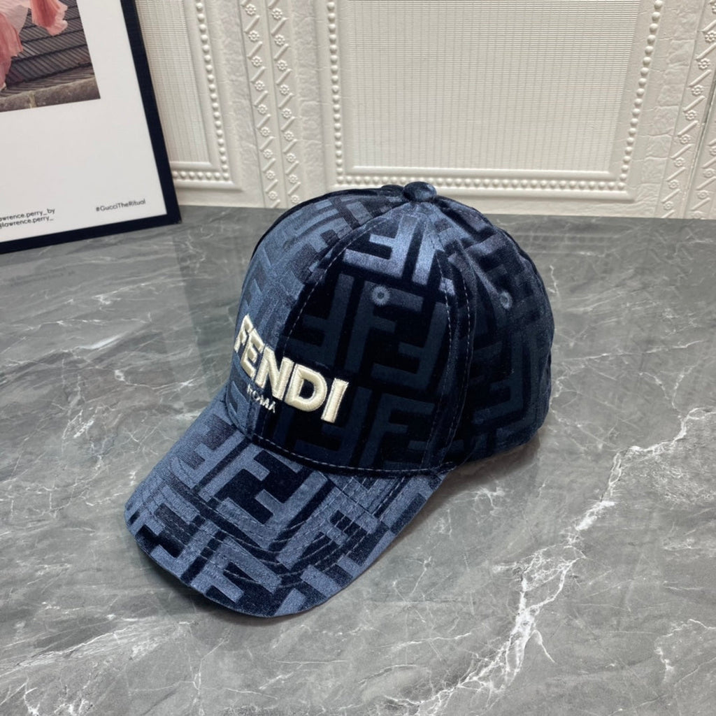 FENDI FF Gold Velvet Baseball Cap | Luxury Designer Adjustable Hat