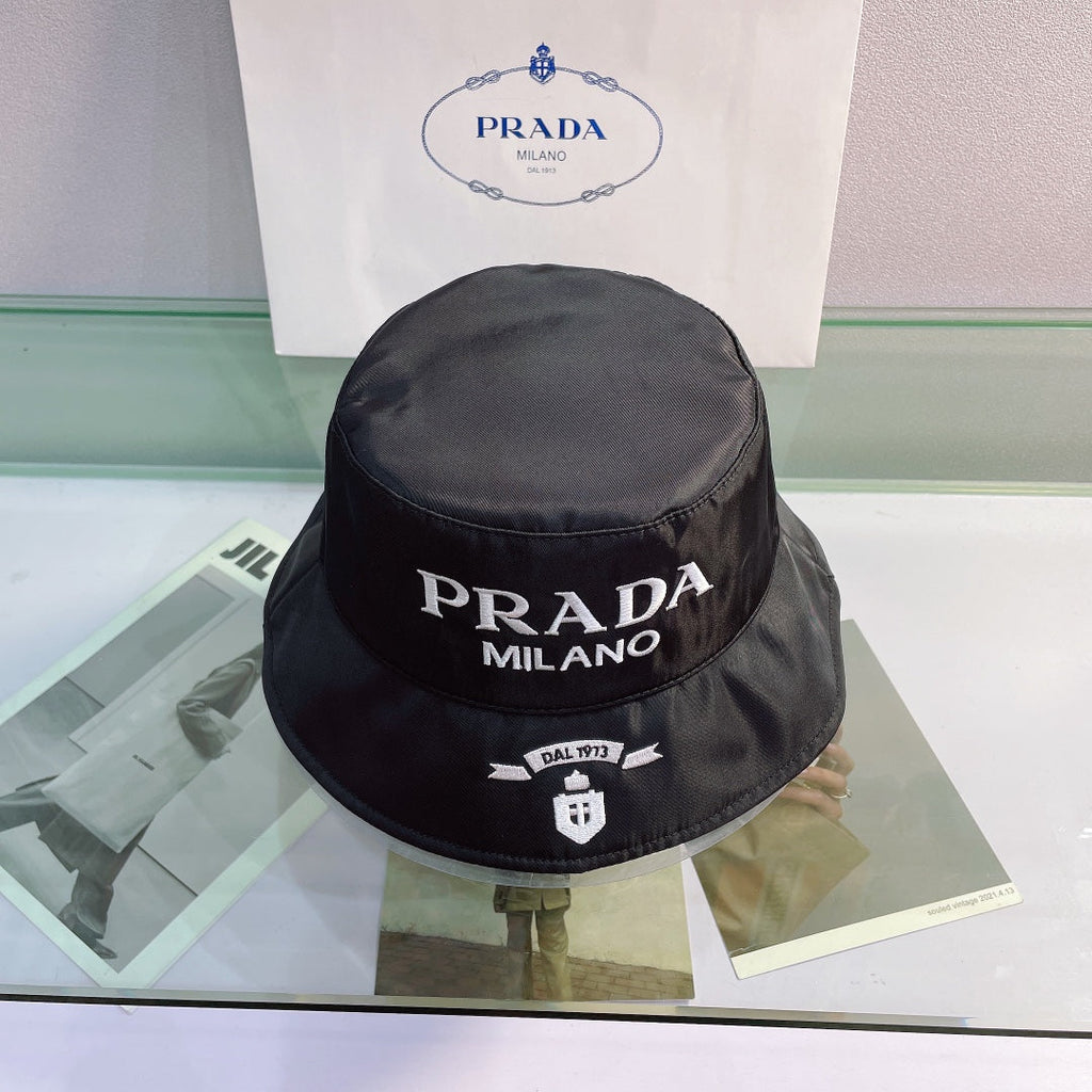 Prada Embroidered Bucket Hat | Luxury Designer Cotton Bucket Hat