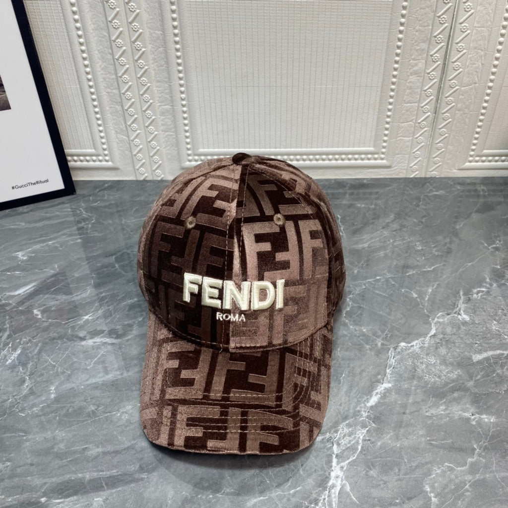 FENDI FF Gold Velvet Baseball Cap | Luxury Designer Adjustable Hat