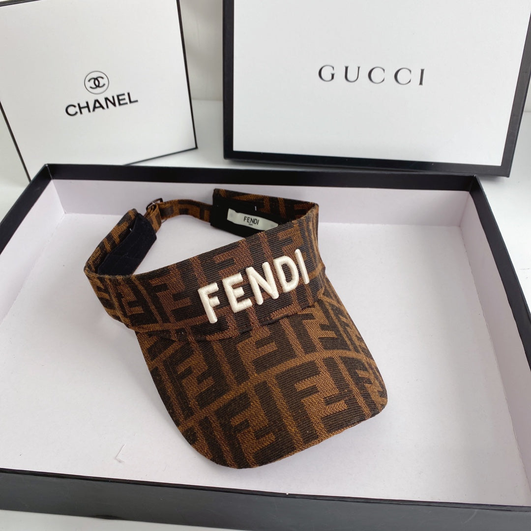 FENDI Logo Embroidered Cotton Sun Visor | Luxury Designer Adjustable Visor Hat