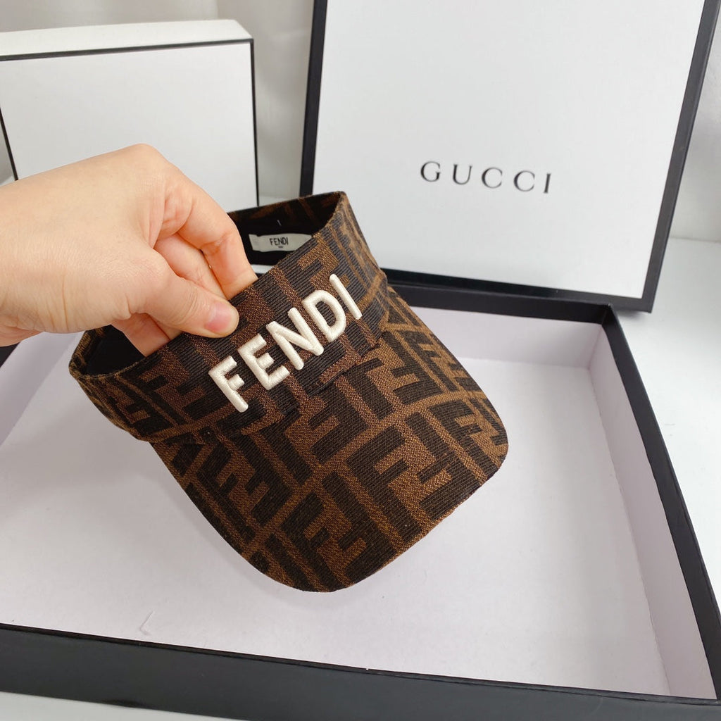 FENDI Logo Embroidered Cotton Sun Visor | Luxury Designer Adjustable Visor Hat