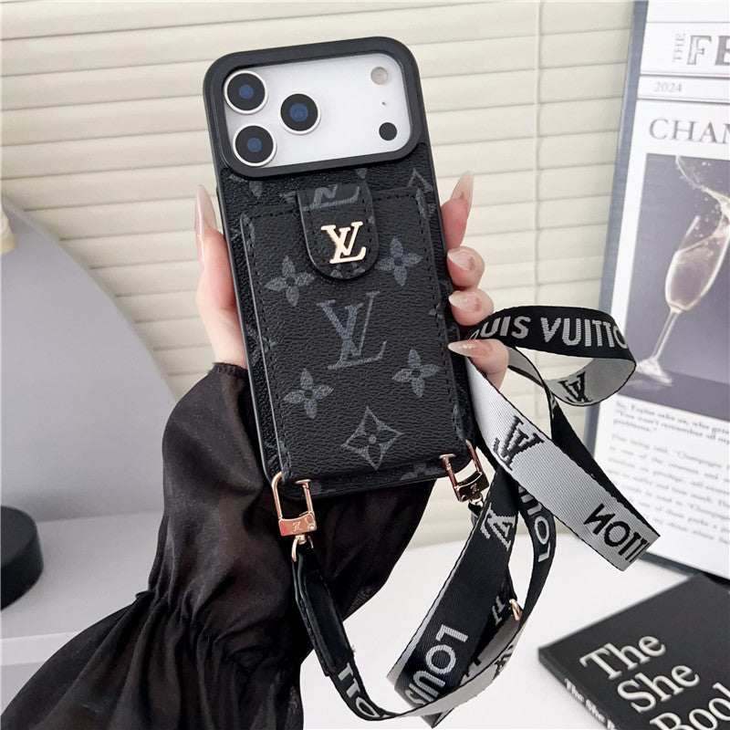 Louis Vuitton iPhone 18 Pro Crossbody Card Holder Case – Luxury Designer Cover