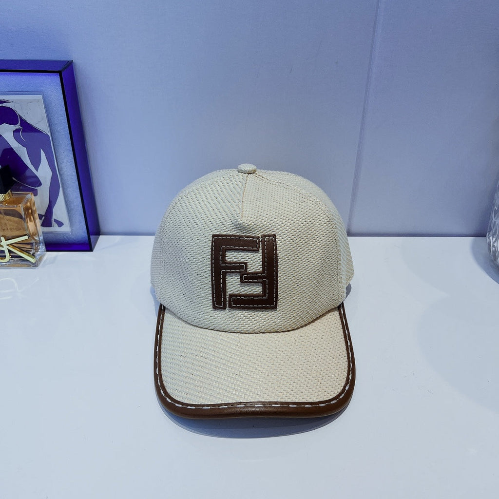 Fendi FF Leather Trim Baseball Cap