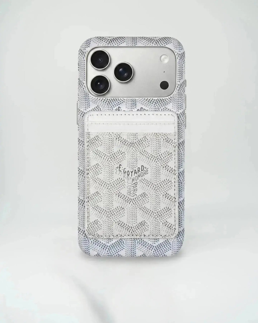 Pink Goyard iPhone 18 Pro MagSafe Case with Cardholder, Goyard Pattern
