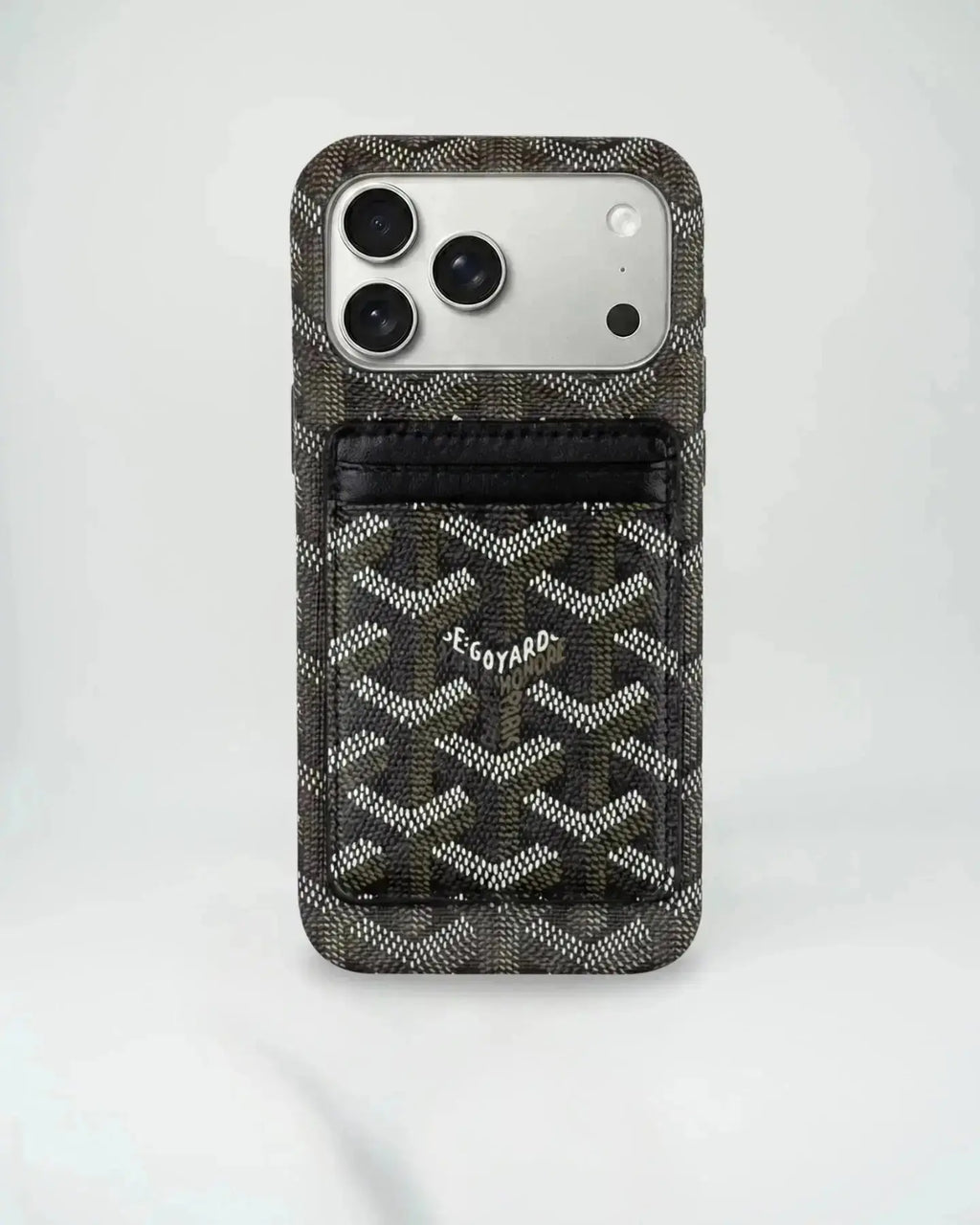 Burgundy Goyard iPhone 18 Pro MagSafe Case with Cardholder, Goyard Pattern