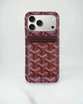 Burgundy Goyard iPhone 18 Pro MagSafe Case with Cardholder, Goyard Pattern