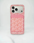Pink Goyard iPhone 17 Pro Max MagSafe Case with Cardholder, Goyard Pattern