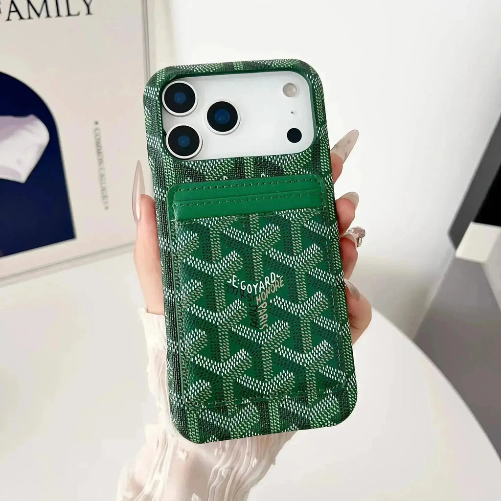 Black Goyard iPhone 18 Pro Max MagSafe Case with Cardholder, Goyard Pattern