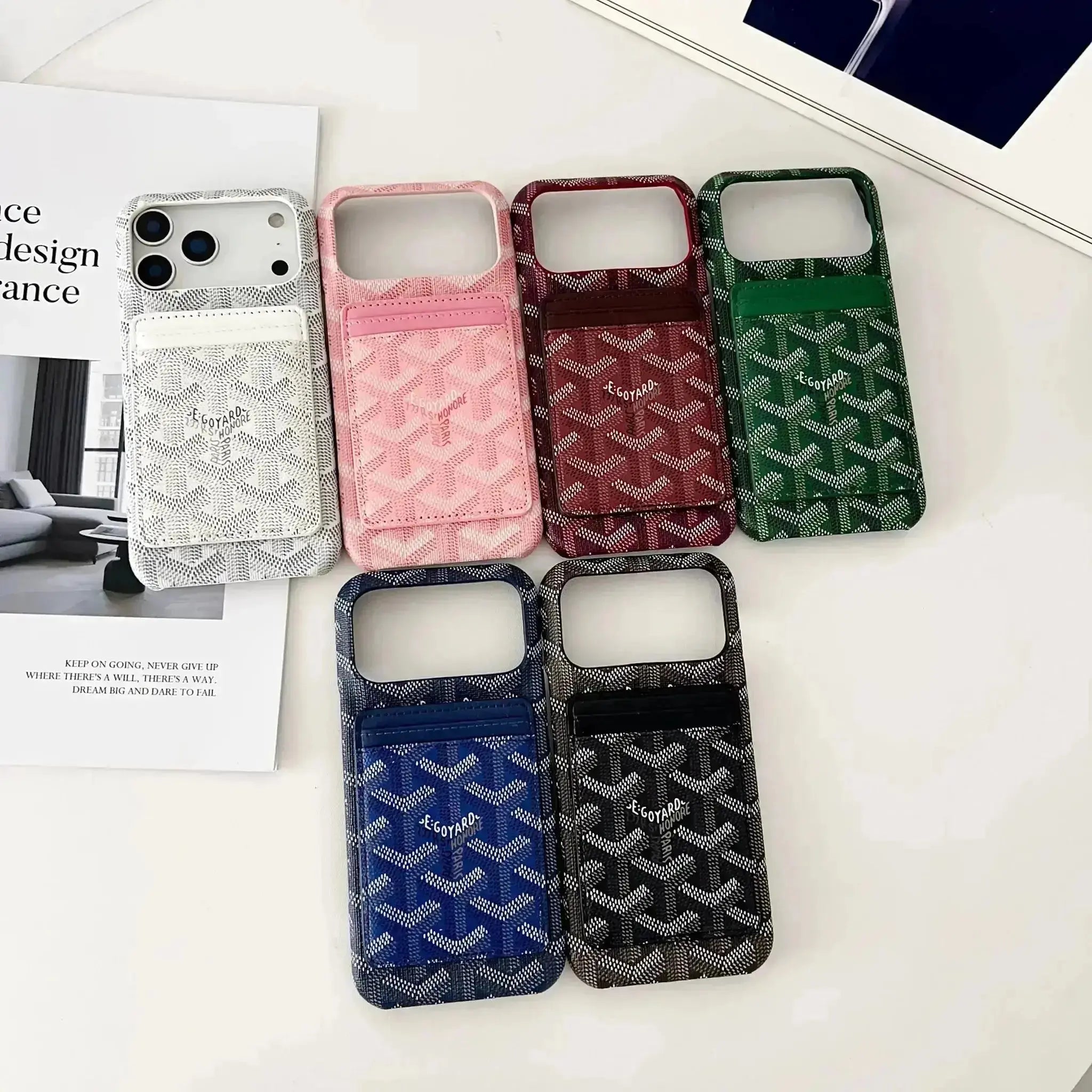 Black Goyard iPhone 17 Pro Max MagSafe Case with Cardholder, Goyard Pattern
