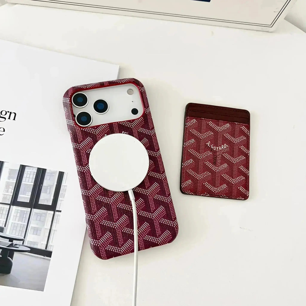Black Goyard iPhone 17 Pro Max MagSafe Case with Cardholder, Goyard Pattern
