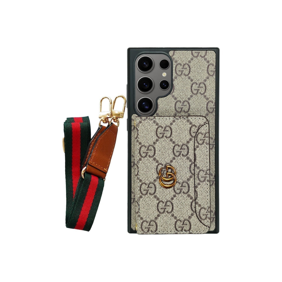 Luxury Gucci GG Samsung S26 Ultra Cardholder Lanyard Case