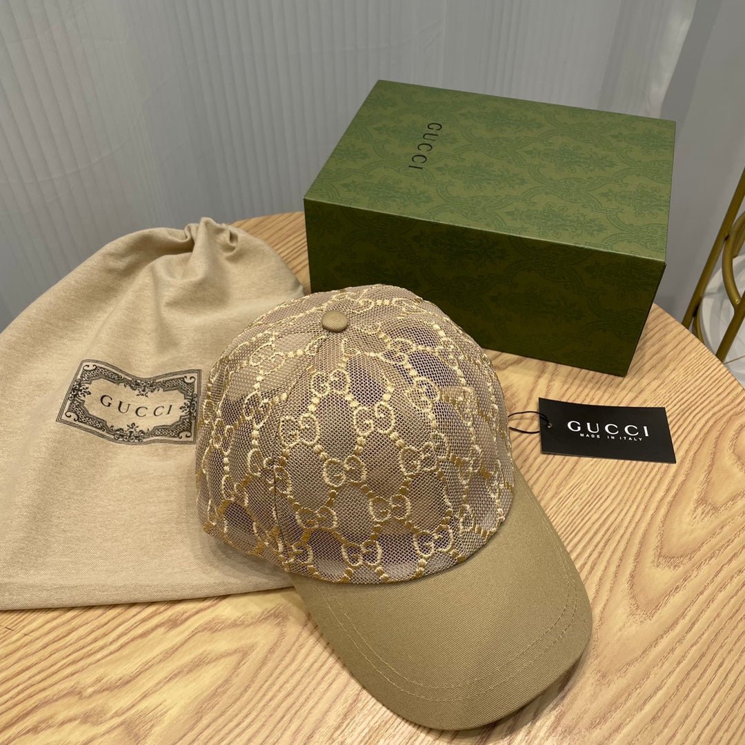 Gucci GG Embroidered Lace Baseball Cap
