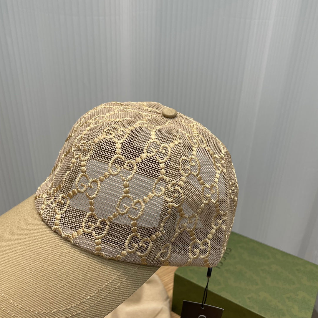 Gucci GG Embroidered Lace Baseball Cap