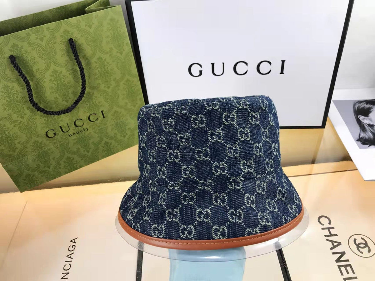 Gucci GG Monogram Premium Denim Bucket Hat for Men & Women