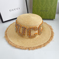 Gucci GG Raffia Frayed Edge Straw Sun Hat for Women | Luxury Designer Beach Hat