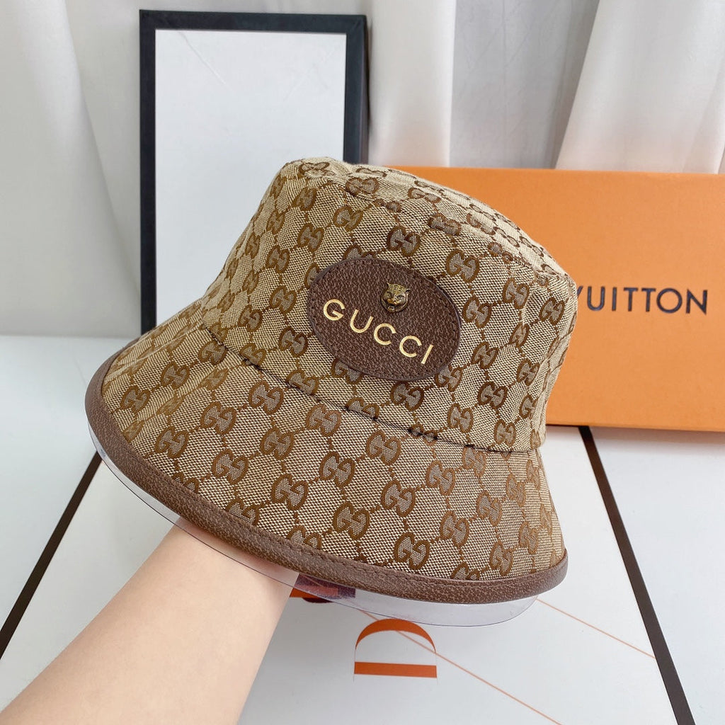 Gucci Tiger Head Embroidered Canvas Bucket Hat for Men & Women