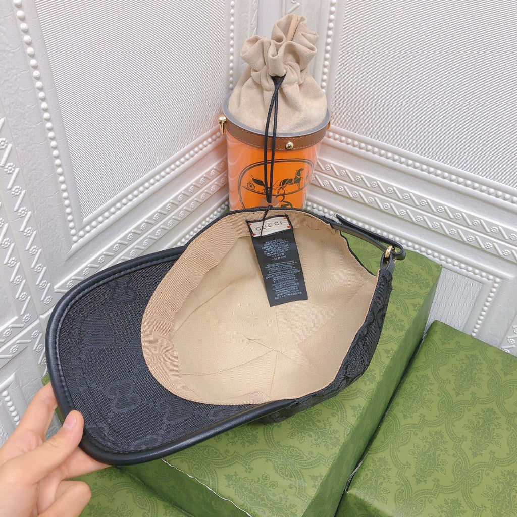 Gucci Leather Trim Baseball Cap
