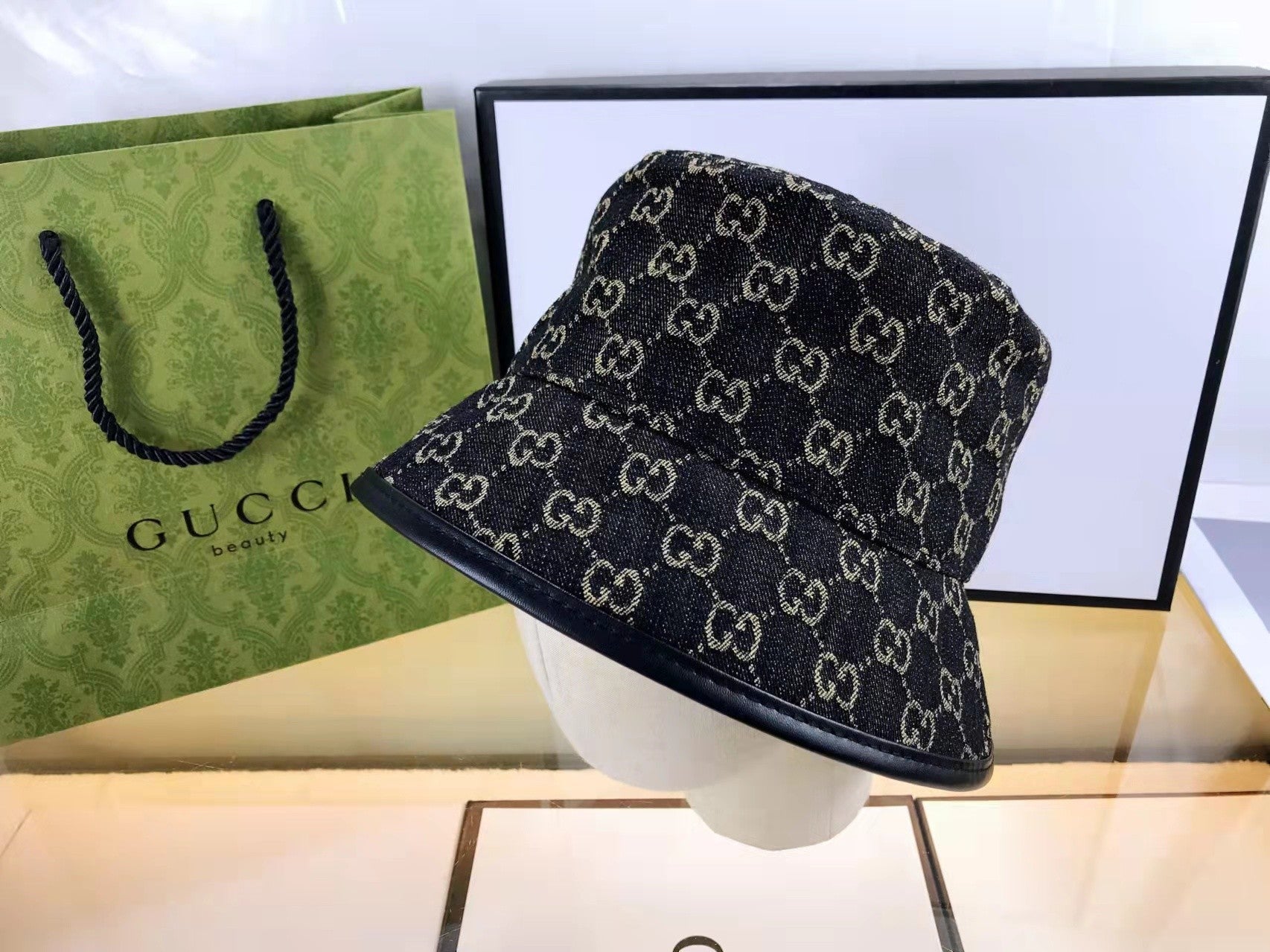 Gucci GG Monogram Premium Denim Bucket Hat for Men & Women