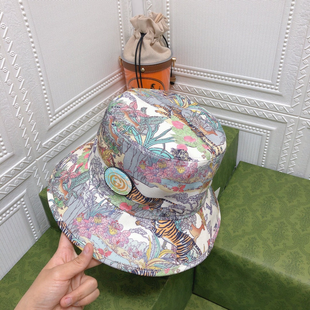 Gucci Floral Tiger Cotton Bucket Hat | Luxury Designer Botanical Bucket Hat
