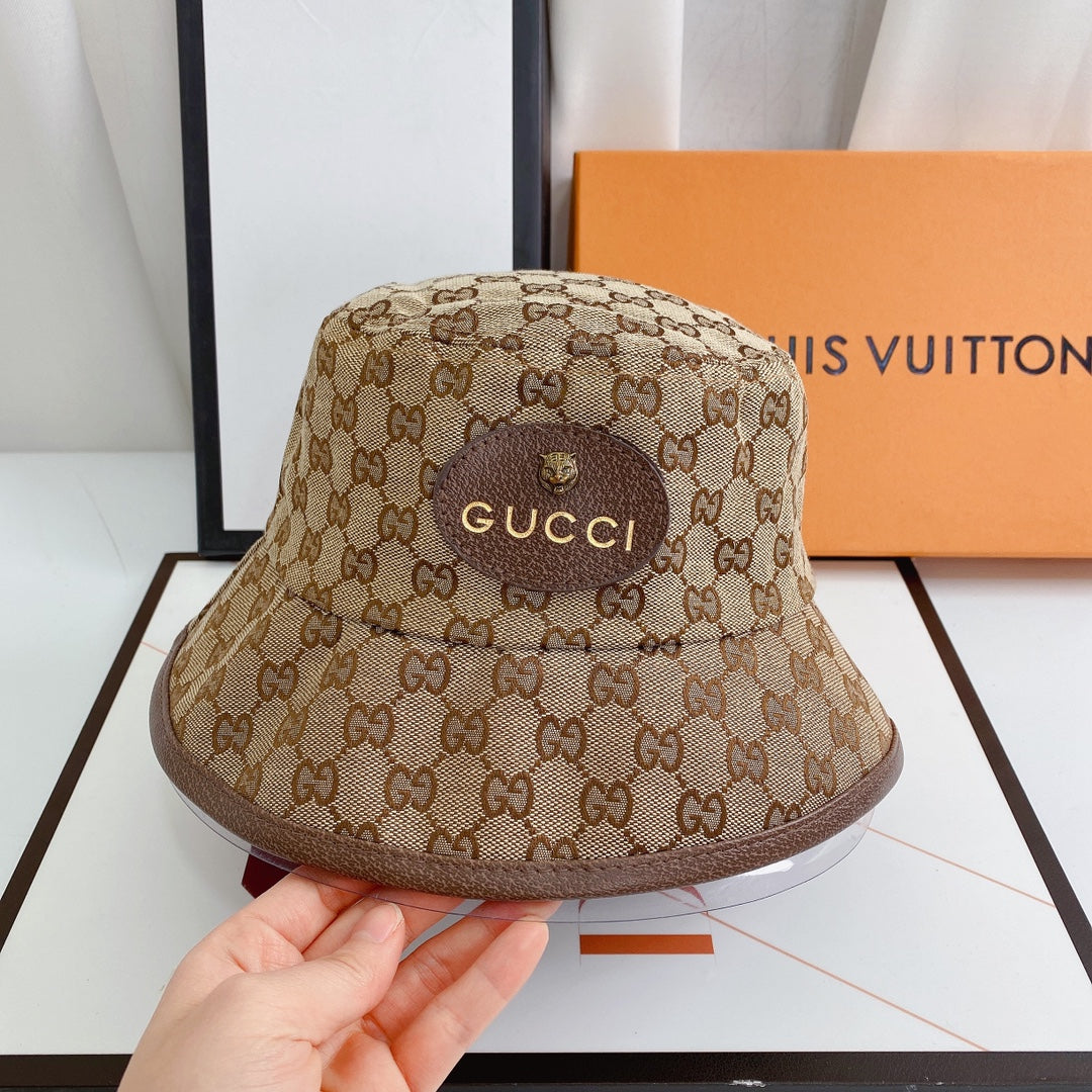 Gucci Tiger Head Embroidered Canvas Bucket Hat for Men & Women