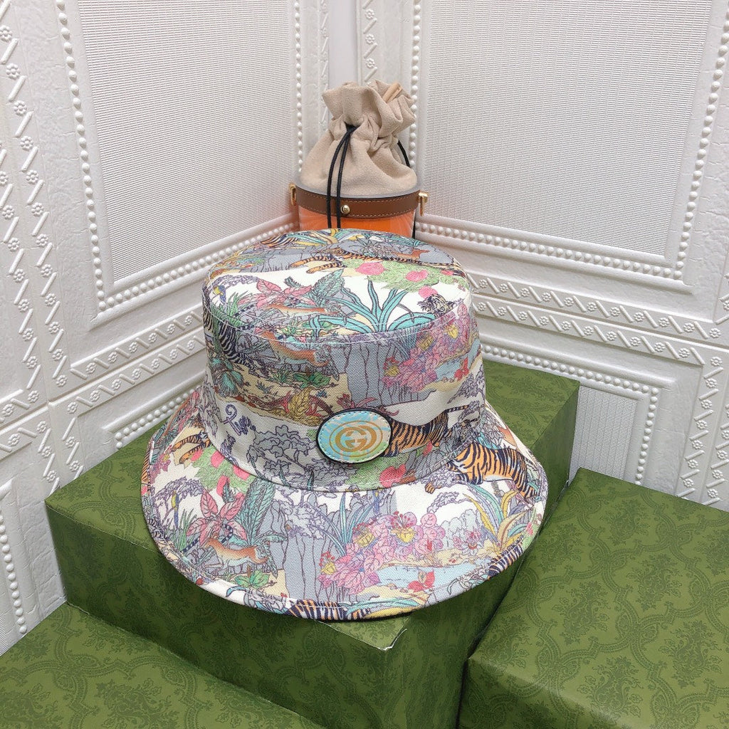 Gucci Floral Tiger Cotton Bucket Hat | Luxury Designer Botanical Bucket Hat