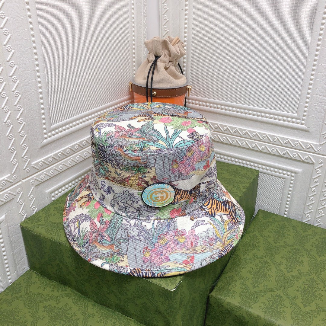 Gucci Floral Tiger Cotton Bucket Hat | Luxury Designer Botanical Bucket Hat