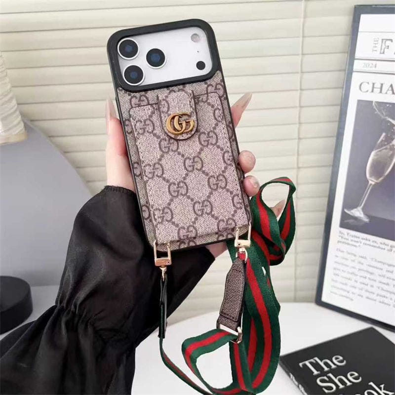 Louis Vuitton iPhone 18 Pro Crossbody Card Holder Case – Luxury Designer Cover
