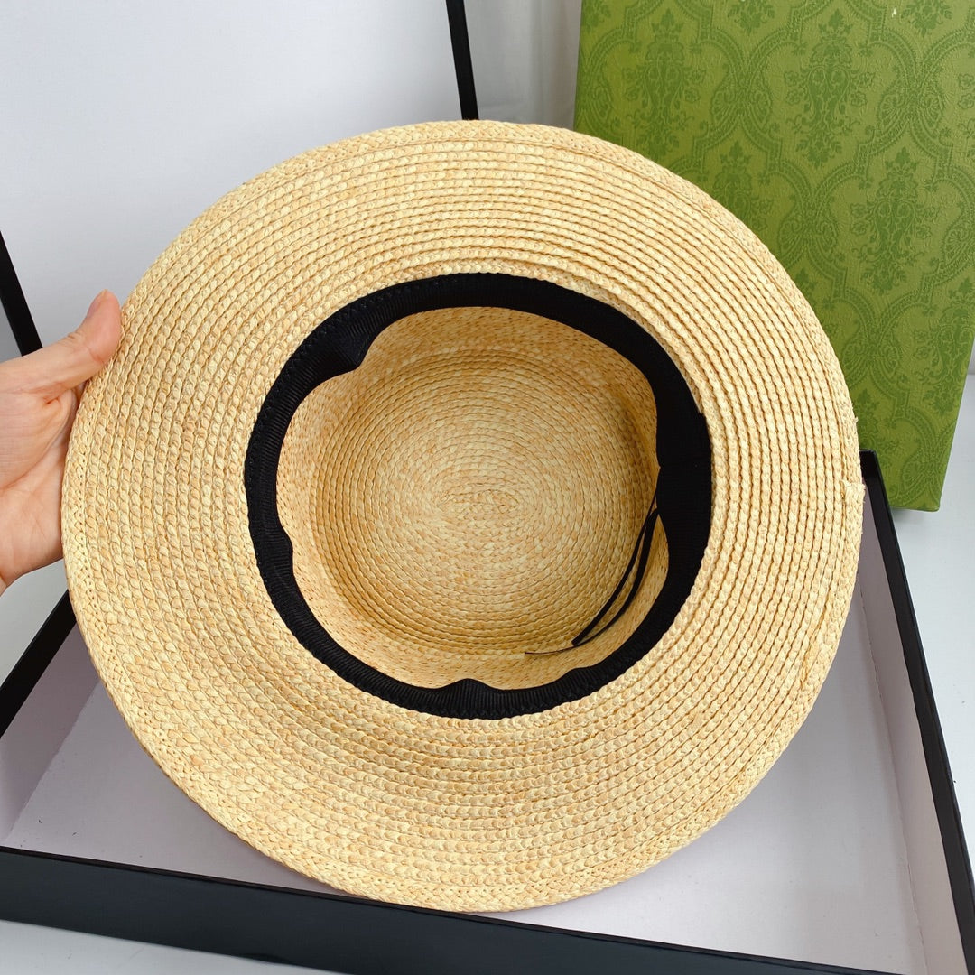 Gucci Double G Woven Raffia Fabric Sun Hat for Women | Luxury Designer Beach Hat